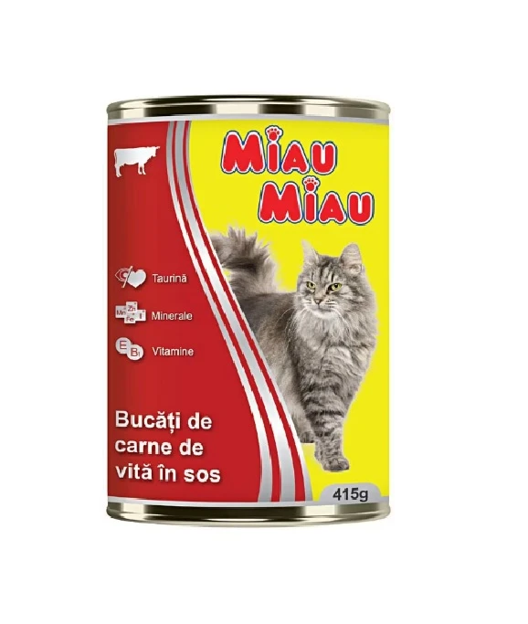 Hrana umeda pentru pisici adulte Miau Miau vita 415g